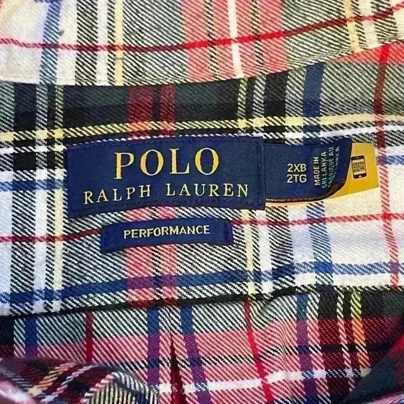 POLO RALPH LAUREN CLASSIC FIT PERFORMANCE FLANNEL PLAID SHIRT MENS SIZE 2XB $168 - Picture 6 of 9